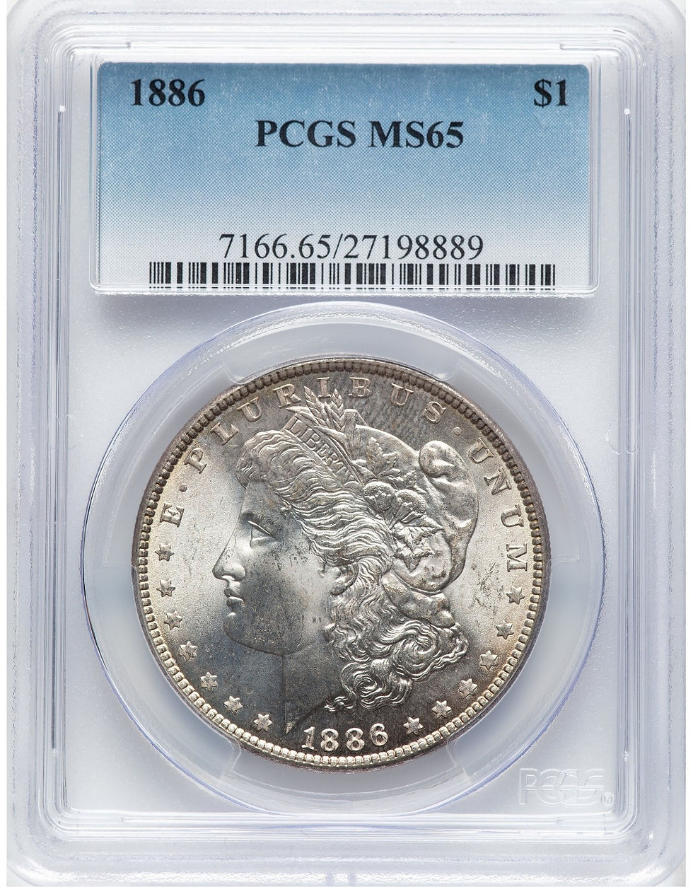 Thumbnail: 1886 Morgan Silver Dollar, PCGS MS65, Gem Uncirculated Nice Reverse Toning C8772