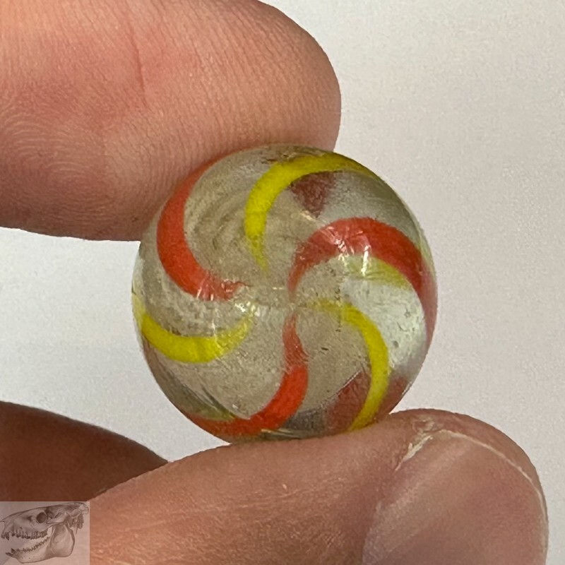 Thumbnail: Handmade Latticinio Swirl Marble, White, 11/16 in, NM, 1860-1920, Germany, S761