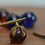 Thumbnail: Antique Cobalt Blue and Amber Glass Cufflinks, Brass, Set of 5, Vintage, S1580