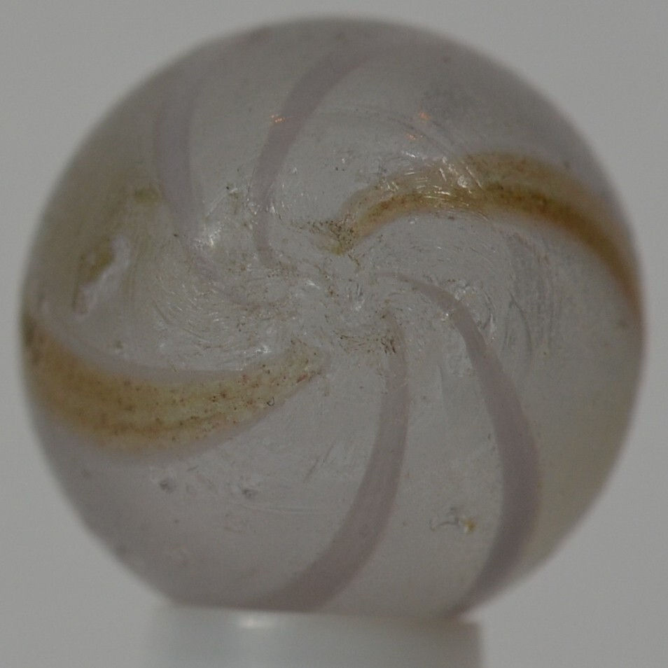 Thumbnail: Handmade White Banded Lutz Marble, 9/16 in, Good+, Germany, 1860-1920, S1217