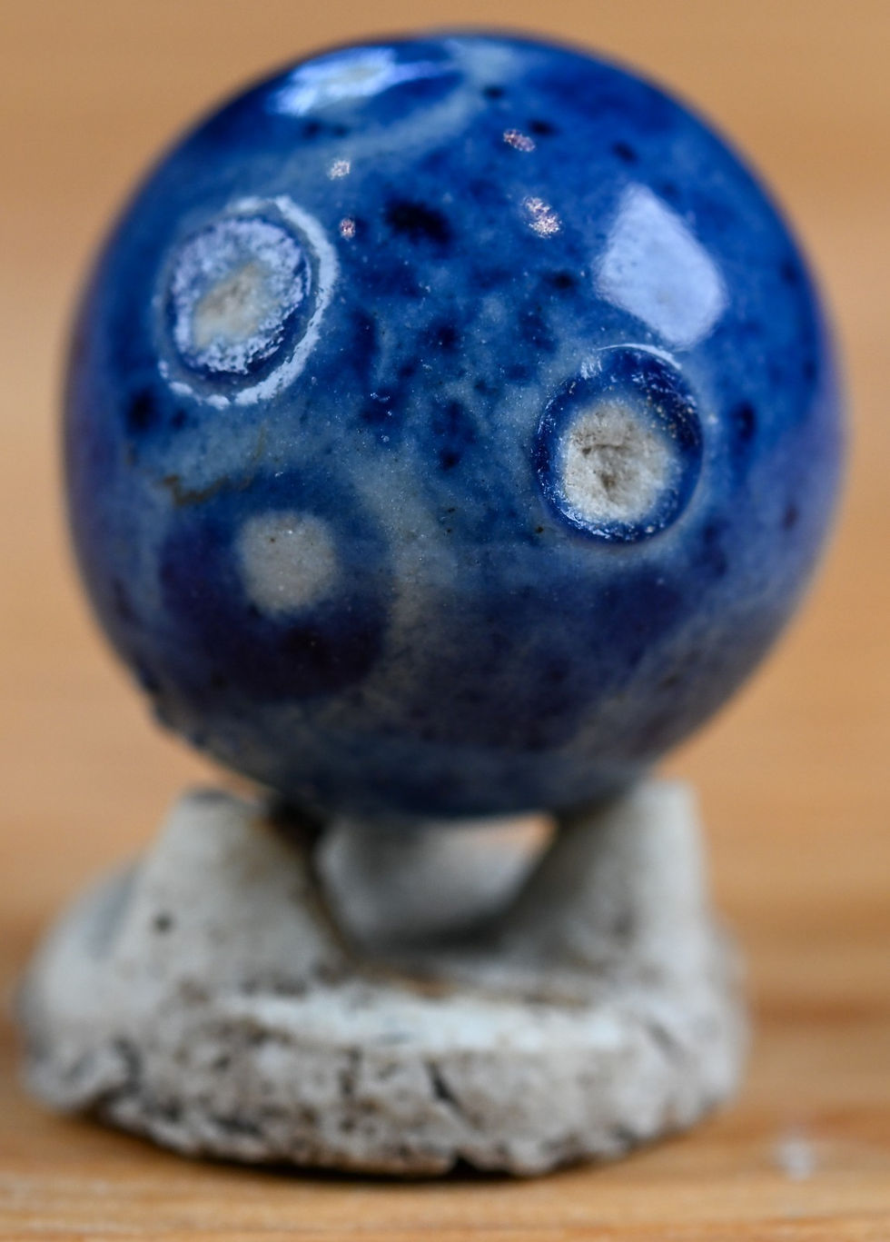 Thumbnail: Blue Handmade Bennington Marble & Old German Firing Stand, 0.76 inch, Mint S1694