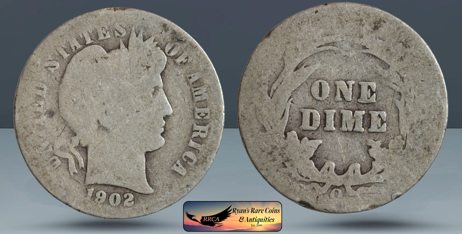 1902 O Barber Dime, About Good Condition, Silver, Ryan's Rare Coins, C8389