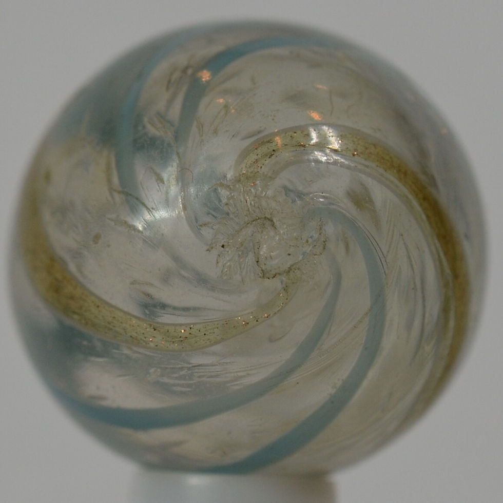 Thumbnail: Handmade Aqua Banded Lutz Marble, 11/16 in, Near Mint+, Germany, 1860-1920 S1236
