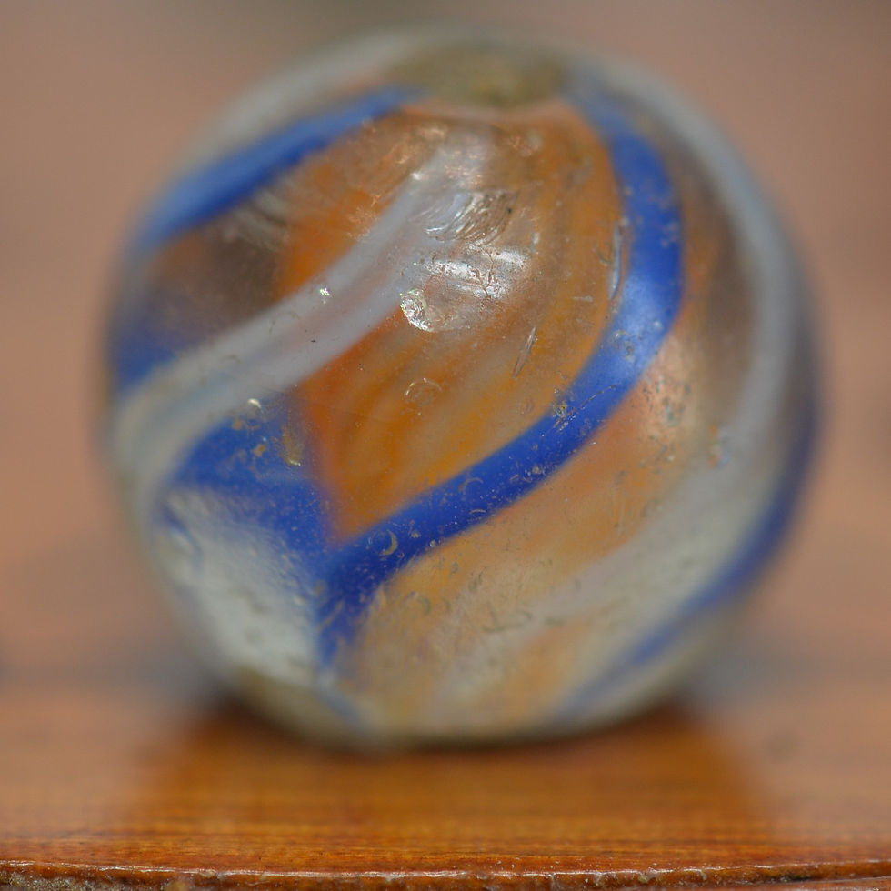 Thumbnail: Handmade Orange Latticinio Swirl Marble 11/16 in, Good+, Germany 1860-1920 S1520