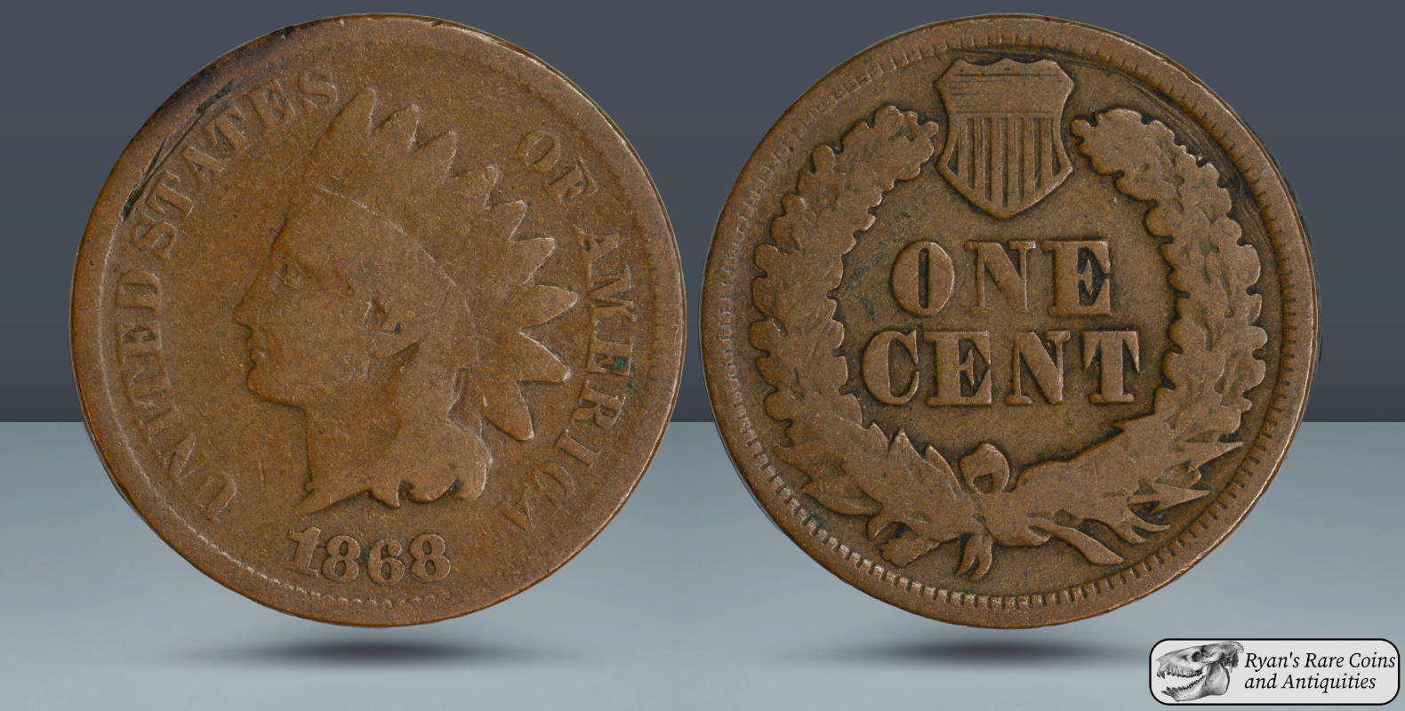 1868 Indian Head Cent, Good Condition, Free Shipping in USA, C7521