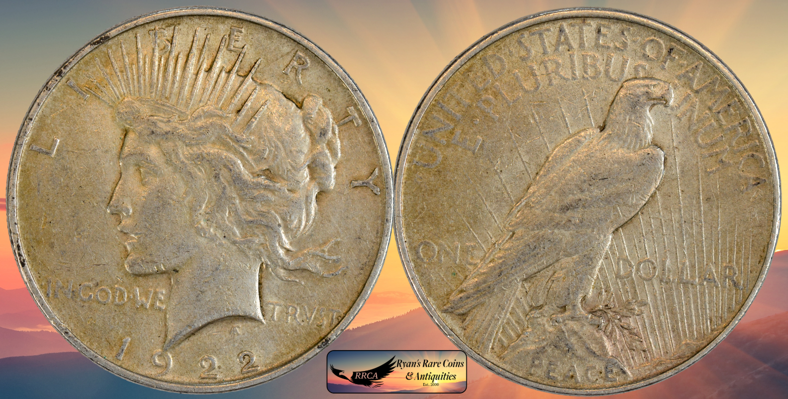 1922 Silver Peace Dollar, Very Fine+ Condition, Ryans Rare Coins & Antique C8616