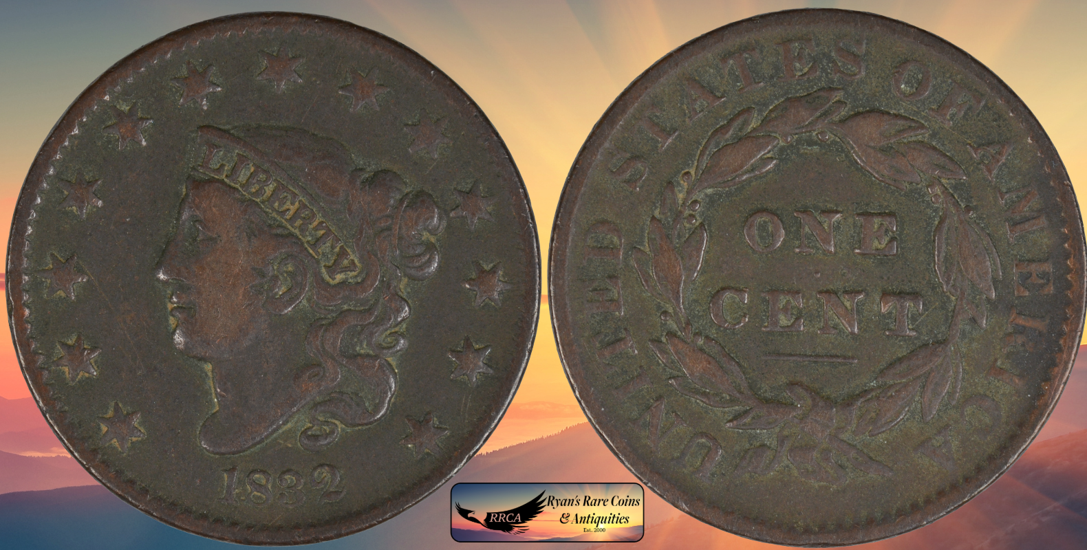 1832 Matron Head Large Cent, Medium Letters Rev, N-1, R-2, Early Copper, C8514