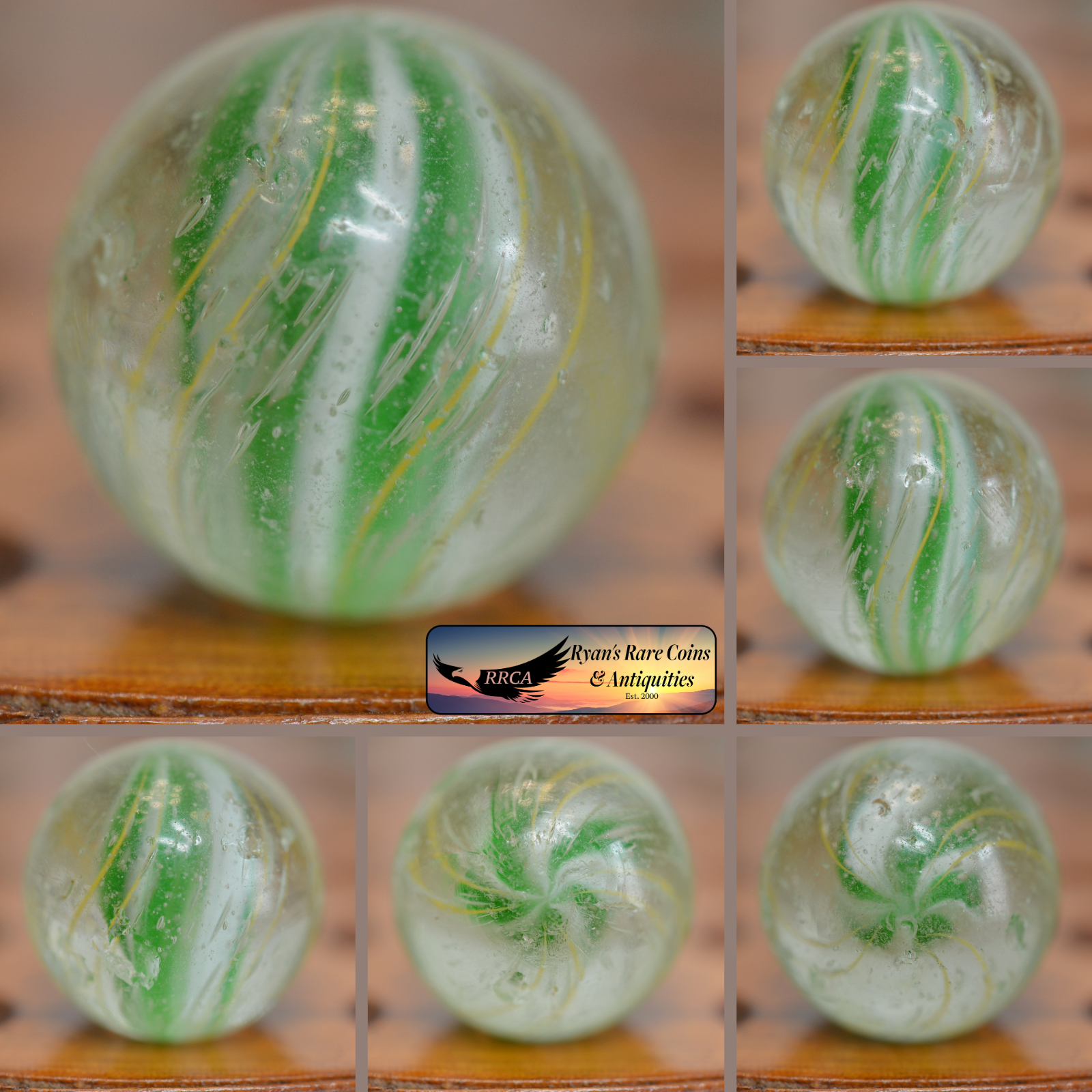 Handmade Solid Core Marble 7/8 in, Good Condition, Germany, 1860-1920, S1535