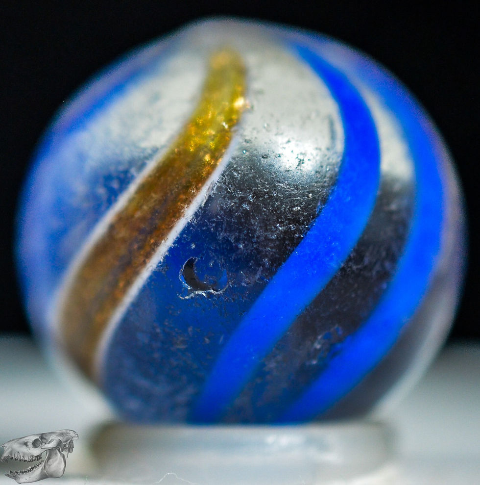 Thumbnail: Handmade Blue Banded Lutz Marble, 11/16 in, Good+, Germany, 1860-1920, S1220