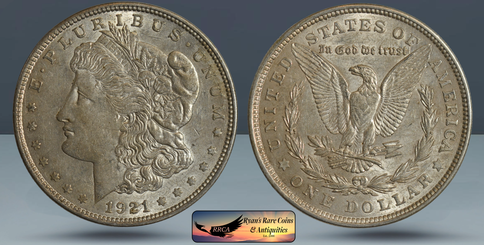 1921 Morgan Dollar, Almost Uncirculated Condition, Silver Dollar, RRCA, C8441