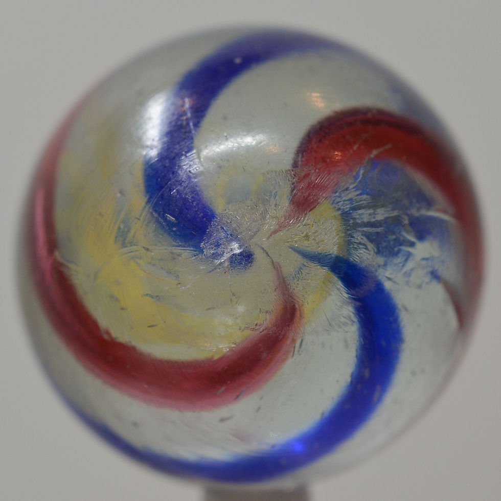 Thumbnail: Handmade Yellow Latticinio Swirl Marble, 1 5/16 inch, Near Mint-, Germany, S1445
