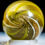 Thumbnail: Handmade Banded Lutz Marble, Amber Base Glass, 11/16 in, Chip, Germany, S1245