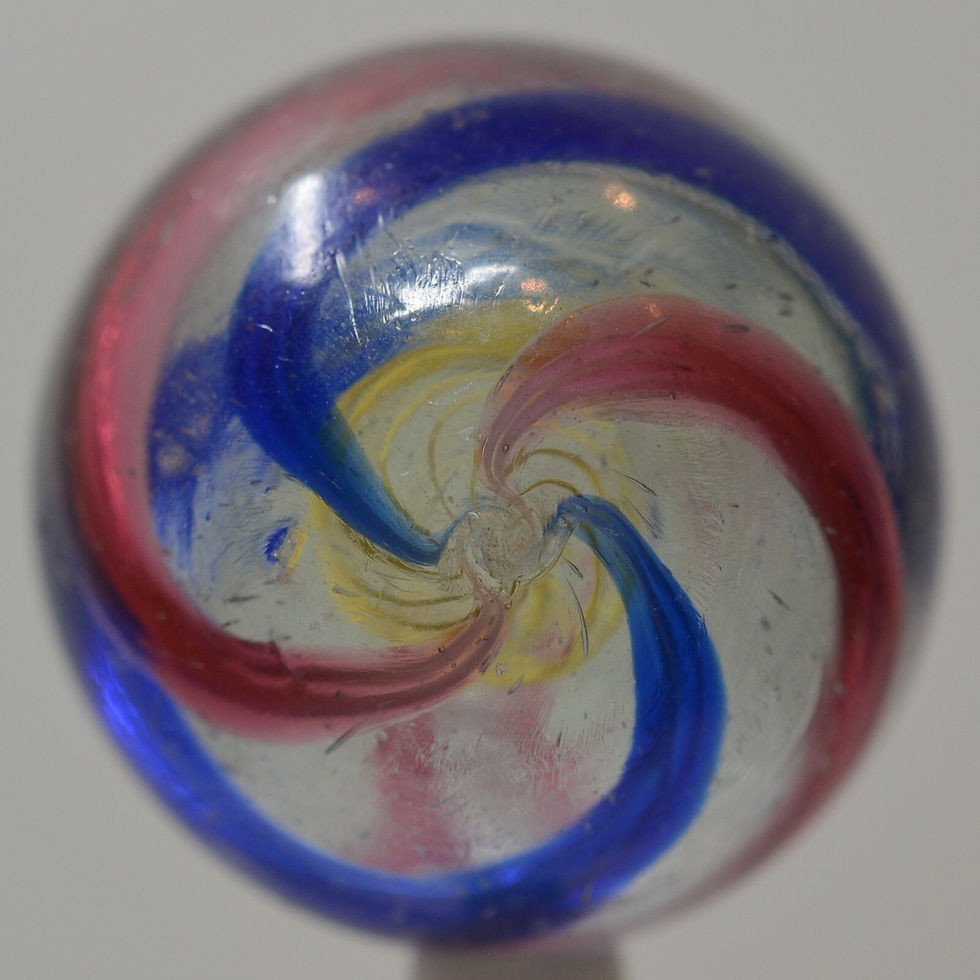 Thumbnail: Handmade Yellow Latticinio Swirl Marble, 1 5/16 inch, Near Mint-, Germany, S1445