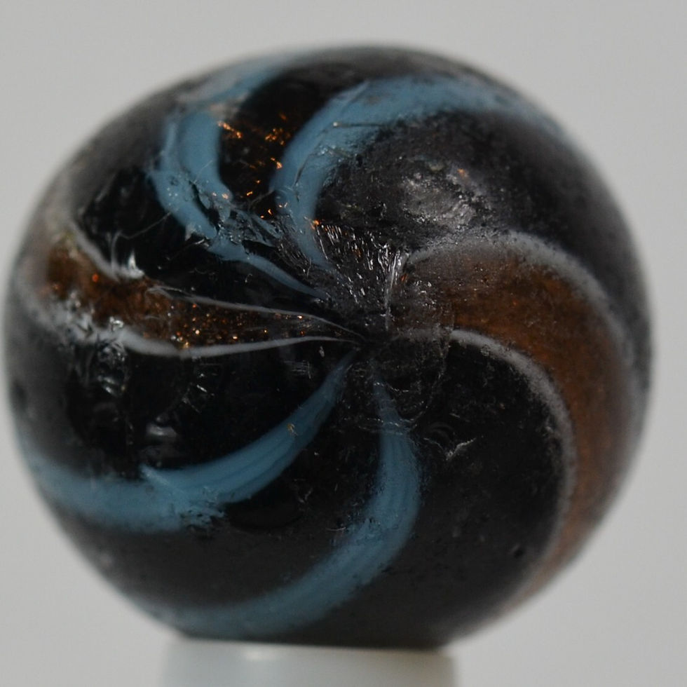 Thumbnail: Handmade Blue Banded Lutz Marble, Black Base Glass, 11/16 in, Good+, Chip, S1311