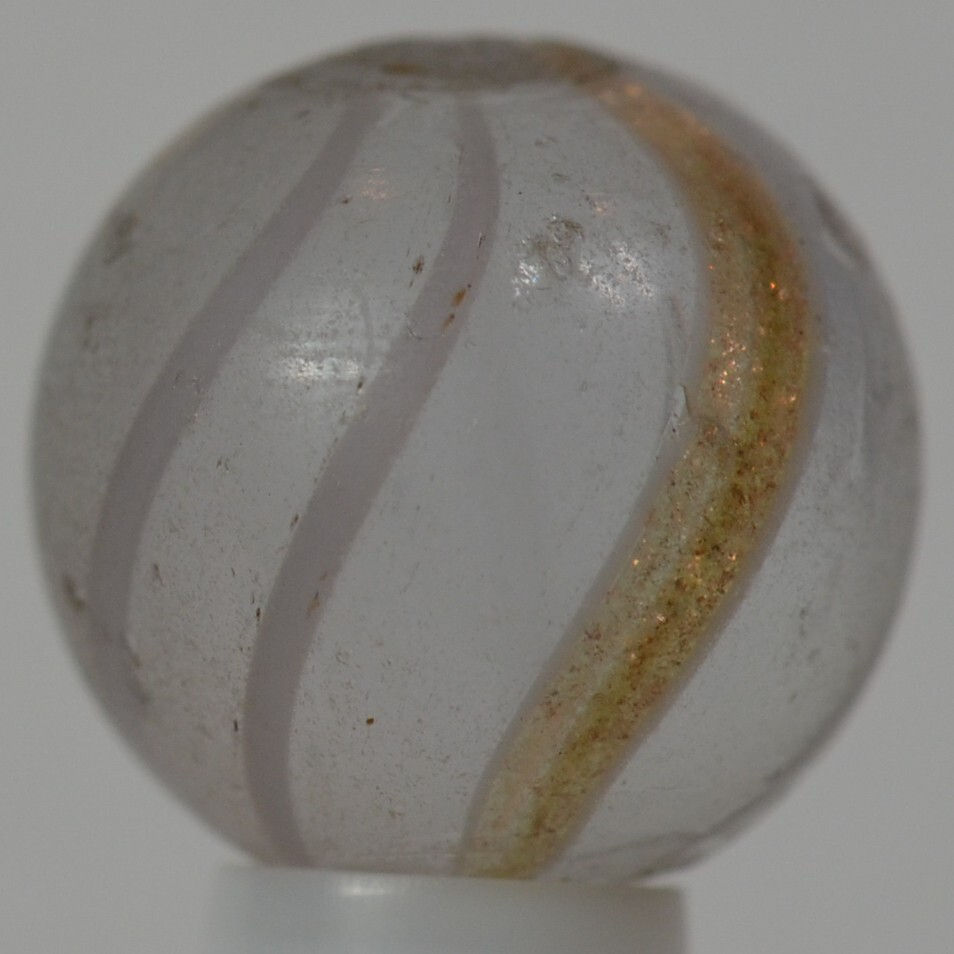 Thumbnail: Handmade White Banded Lutz Marble, 9/16 in, Good+, Germany, 1860-1920, S1217