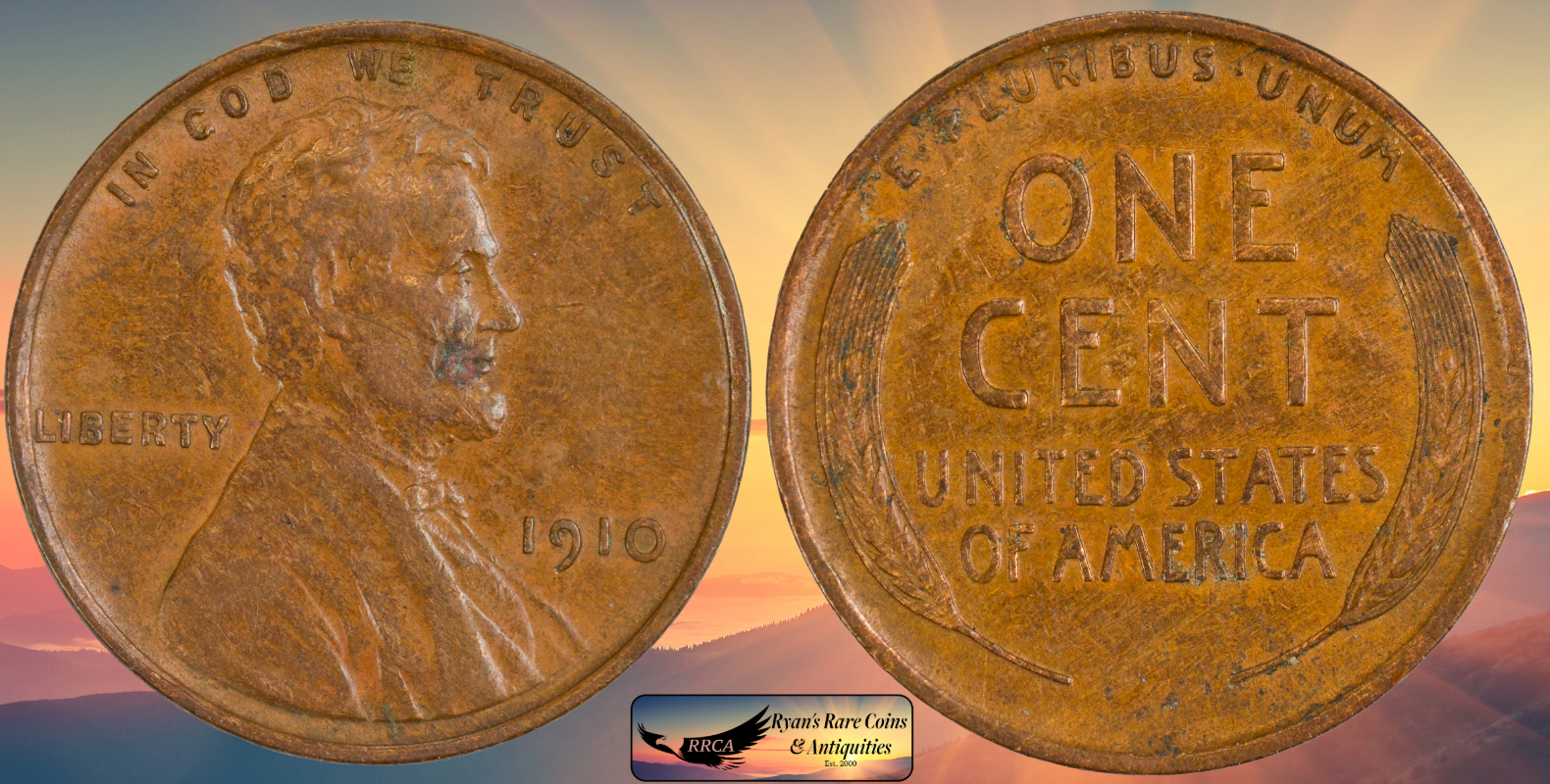 1910 Lincoln Wheat Cent, Almost Uncirculated+ Condition, Penny, RRCA, C8650