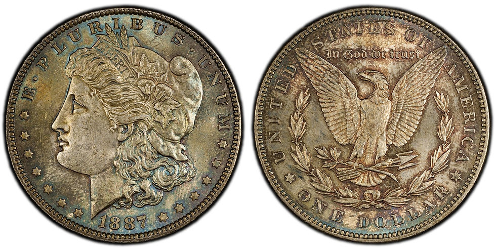 Thumbnail: 1887 Morgan Silver Dollar, PCGS MS63, Brilliant Uncirculated, Nice Toning, C8797