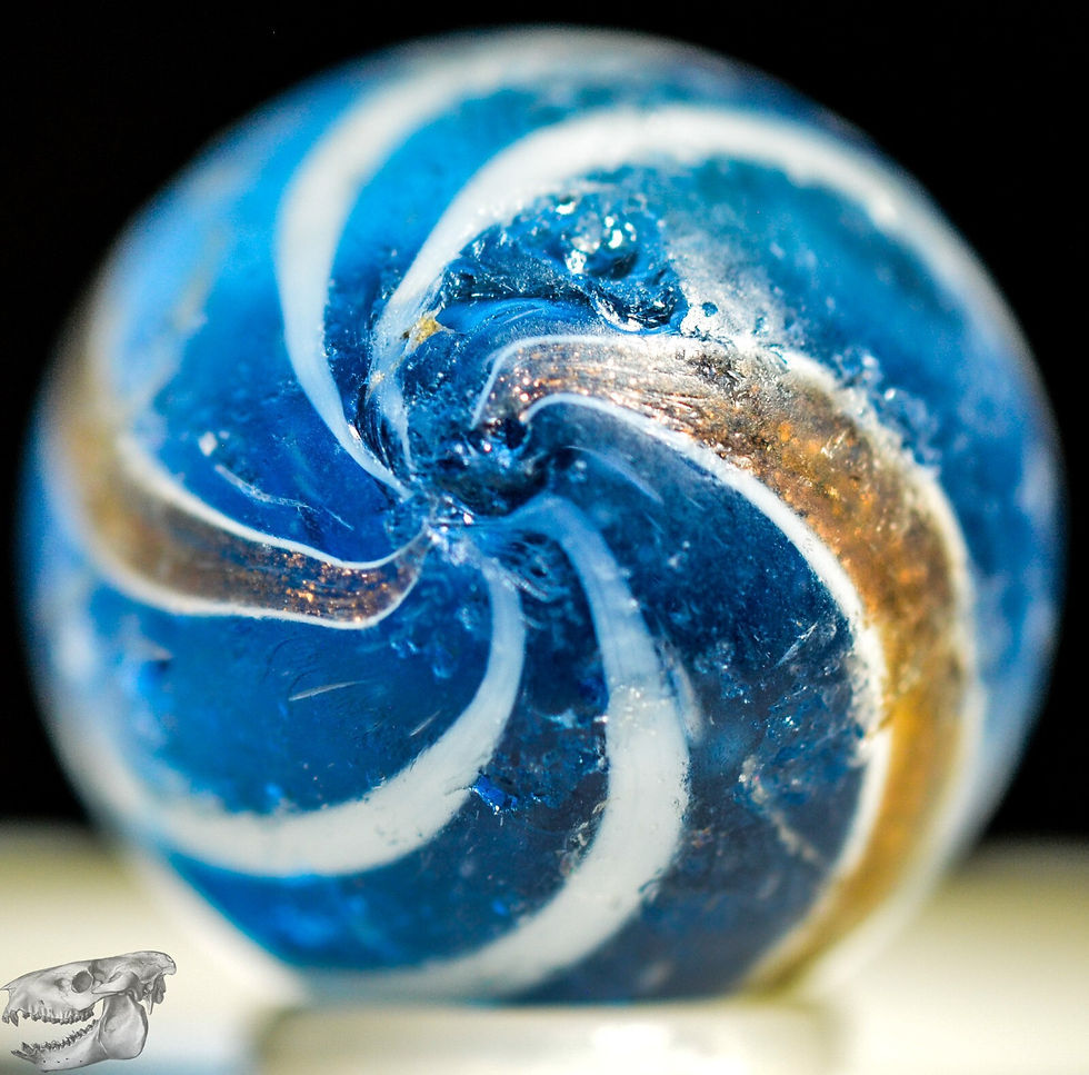 Thumbnail: Handmade Banded Lutz Marble, Cobalt Blue Glass, 3/4 in, Good, Germany, S1282