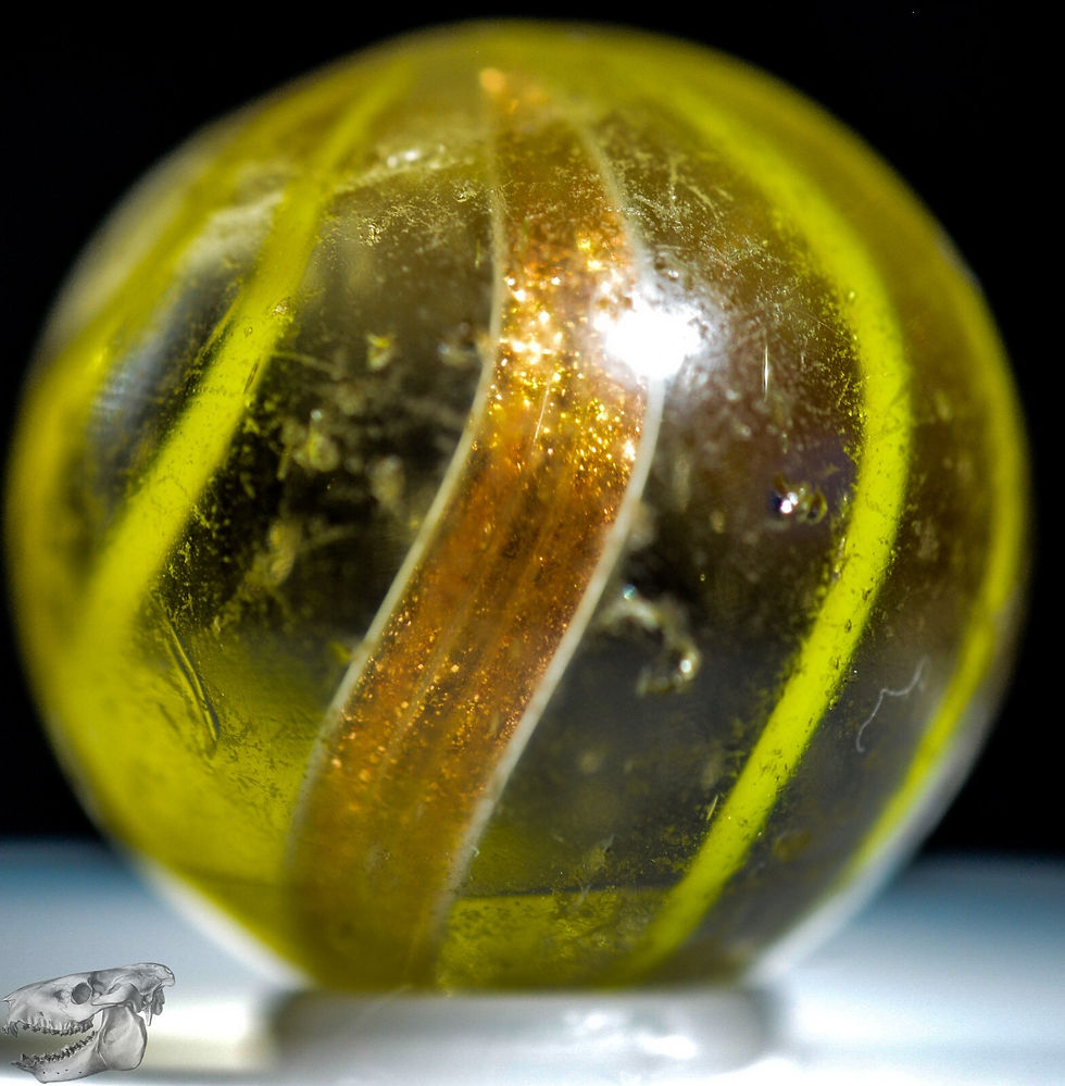 Thumbnail: Handmade Yellow Banded Lutz Marble, Shooter 29/32 in, Near Mint-, Germany, S1262