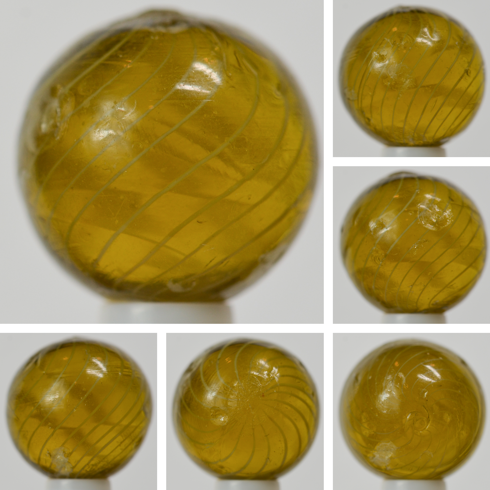 Handmade Gooseberry Marble, Amber Glass, 23/32 in, Good+/N Mint-, Germany, S1411