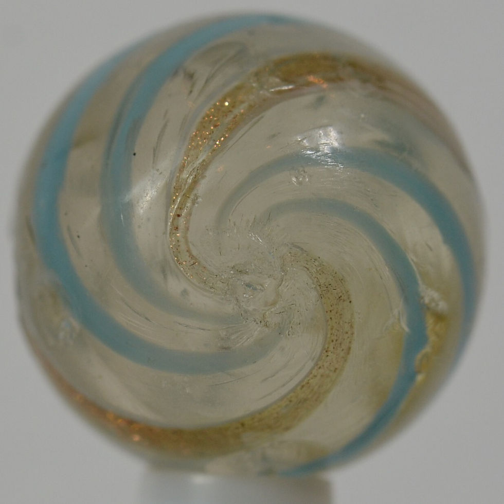 Thumbnail: Handmade Aqua Banded Lutz Marble, 25/32 in, Good+ Buffed Germany 1860-1920 S1229