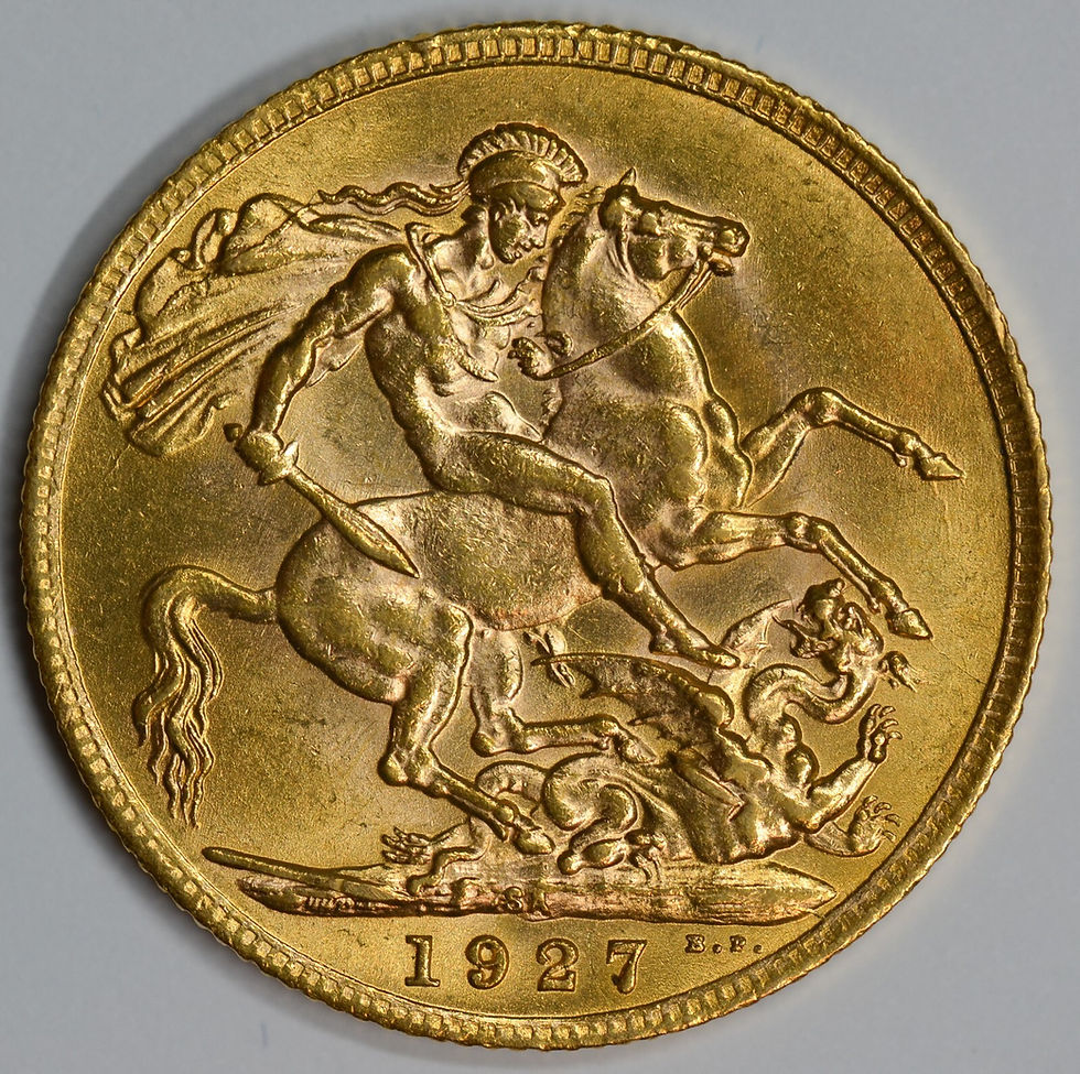 Thumbnail: 1927 Great Britain, Sovereign, 0.2354 oz Pure Gold, Uncirculated S. Africa C7233