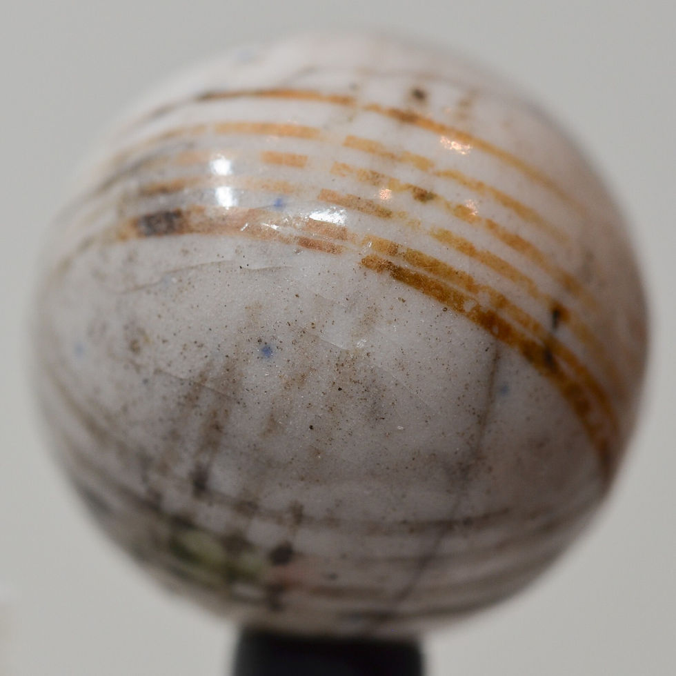Thumbnail: Large Handmade Lined Glazed China Marble, 1 in, Mint, Germany, S1482