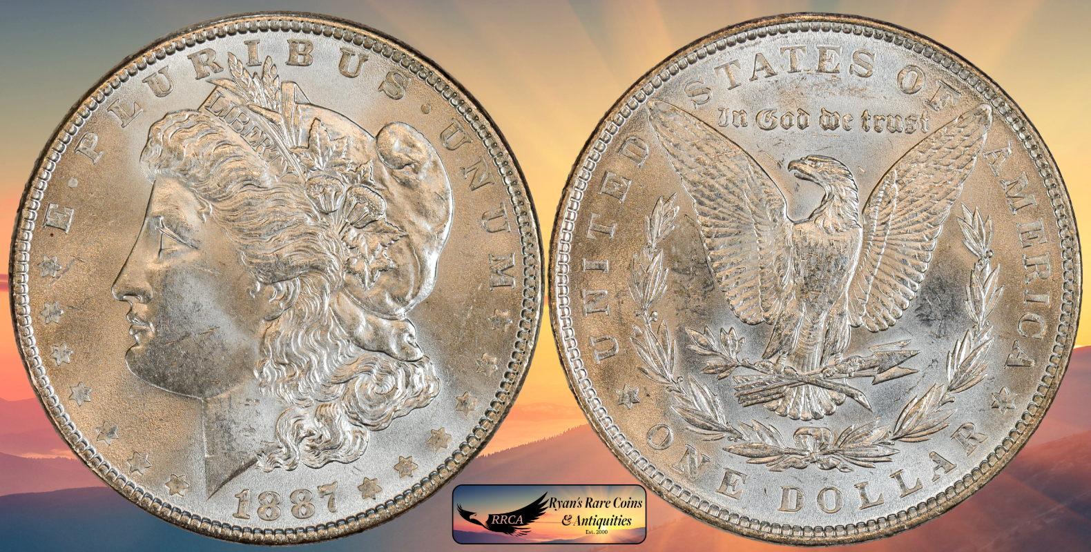 1887 Morgan Silver Dollar, Brilliant Uncirculated+ Condition, Bright White C8607