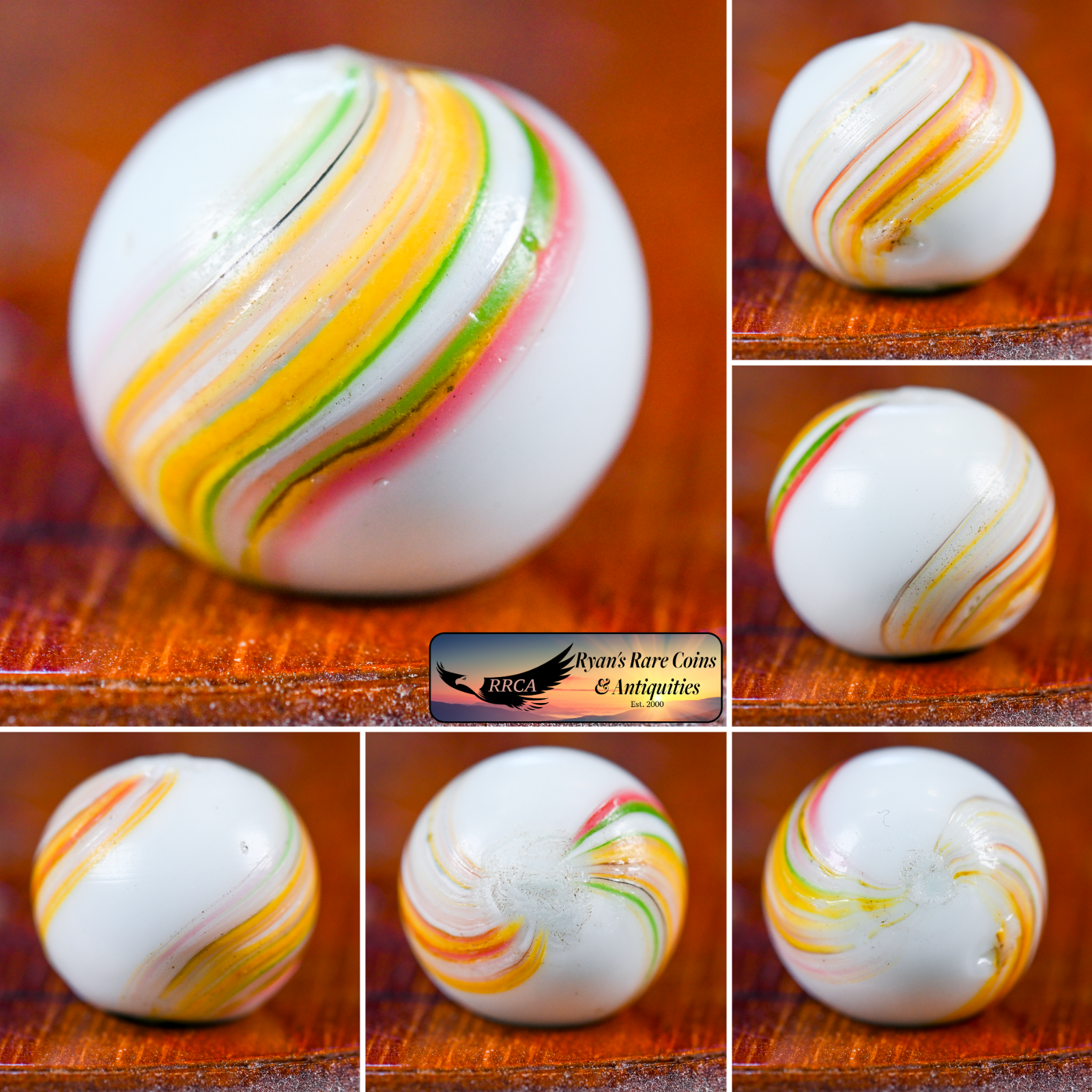 Colorful Banded Opaque Marble, Handmade 0.69 inch, Near Mint+, Germany S1640