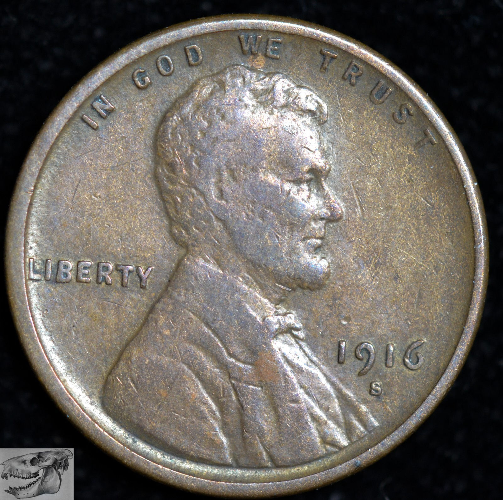 1916 S Lincoln Wheat Cent, Penny, Extremely Fine+ Details, Cleaned, C6384