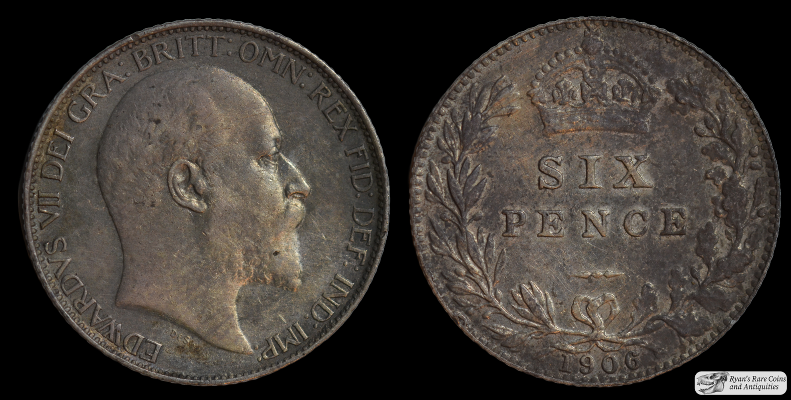 1906 Great Britain, Sixpence, 6p, Almost Uncirculated Condition, Silver, C7349