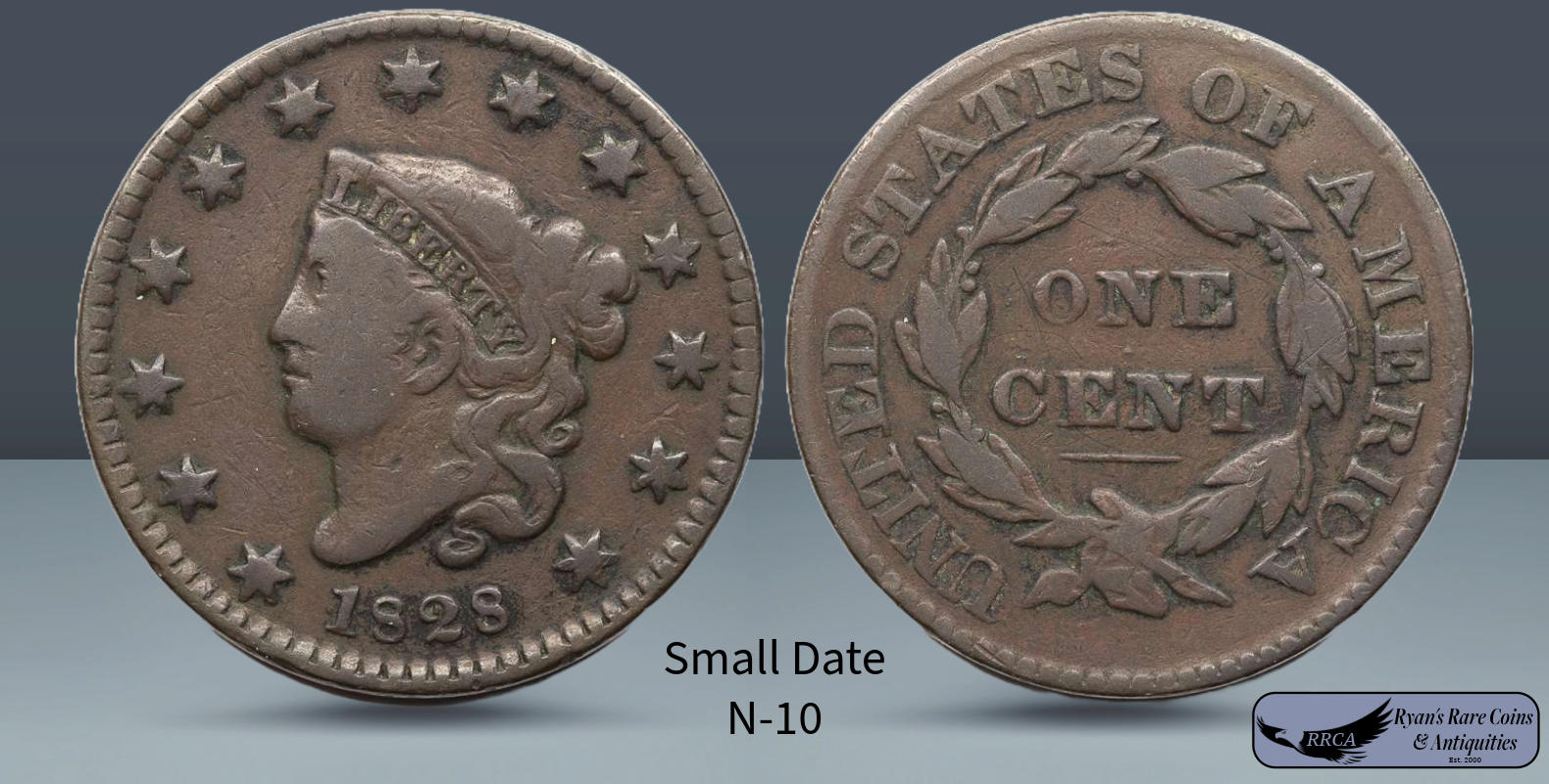 1828, N-10 R-2, Small Date, Matron Head Large Cent, Fine Condition, Copper C8165