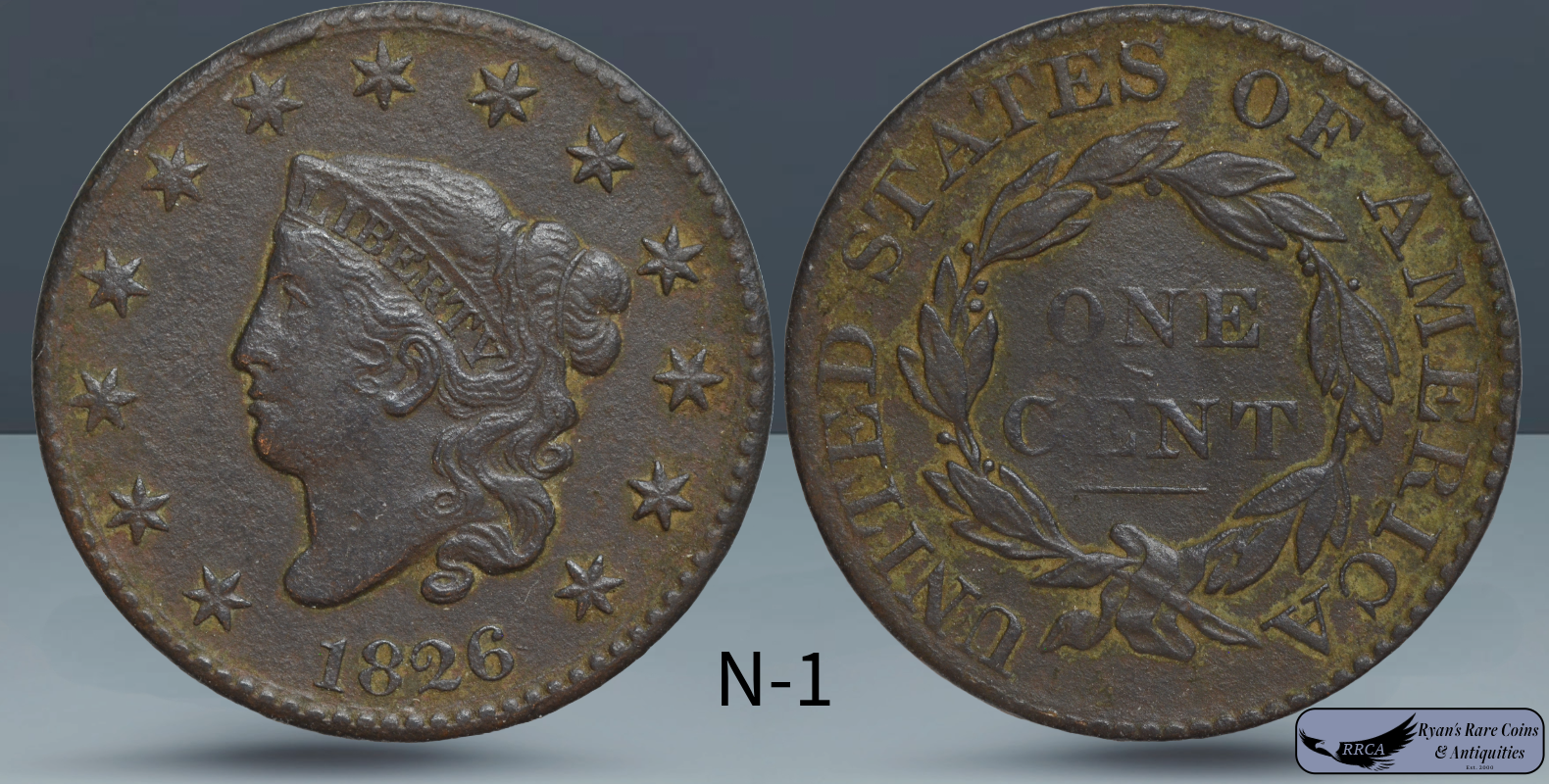 1826 N-1, Matron Head Large Cent, Extremely Fine Details, Pitting, Copper, C8143