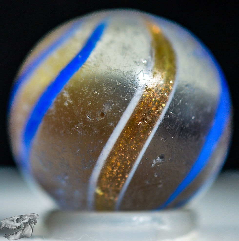Thumbnail: Handmade Blue Banded Lutz Marble, 11/16 in, Good+, Germany, 1860-1920, S1220