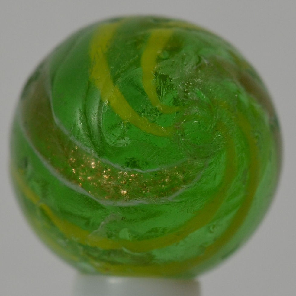 Thumbnail: Handmade Banded Lutz Marble, Mint Green Glass 11/16 in, Good, Germany, S1284