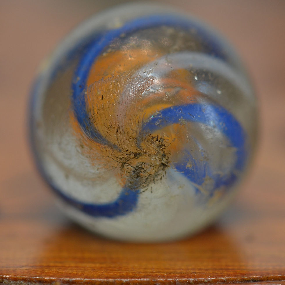 Thumbnail: Handmade Orange Latticinio Swirl Marble 11/16 in, Good+, Germany 1860-1920 S1520
