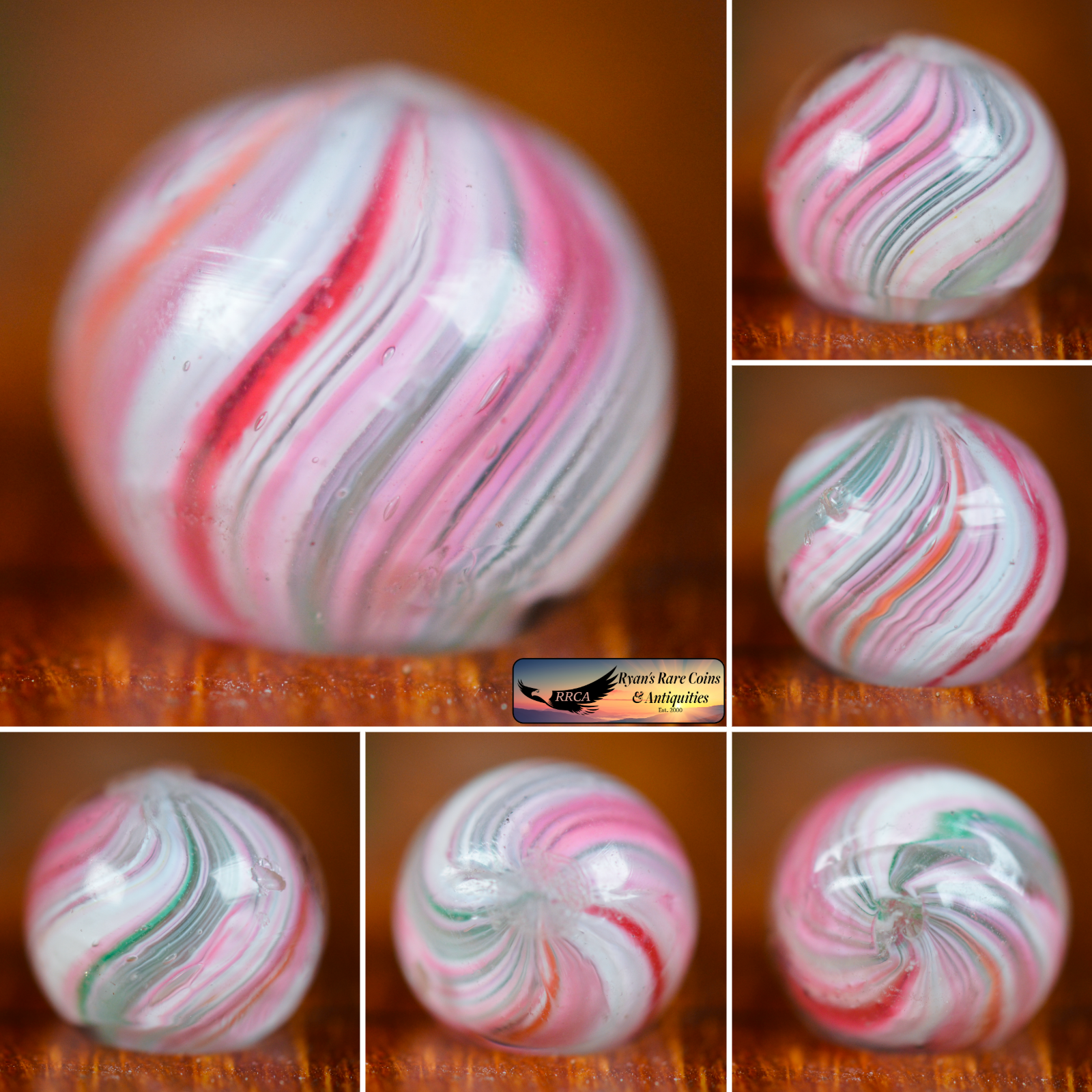 Handmade Pink Onionskin Marble, 0.52 in, Peewee, Near Mint+, Germany, S1583