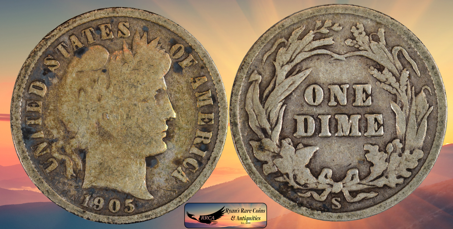 1905 S Barber Dime, Good+ Condition, Silver, Ryan's Rare Coins & Antique, C8750