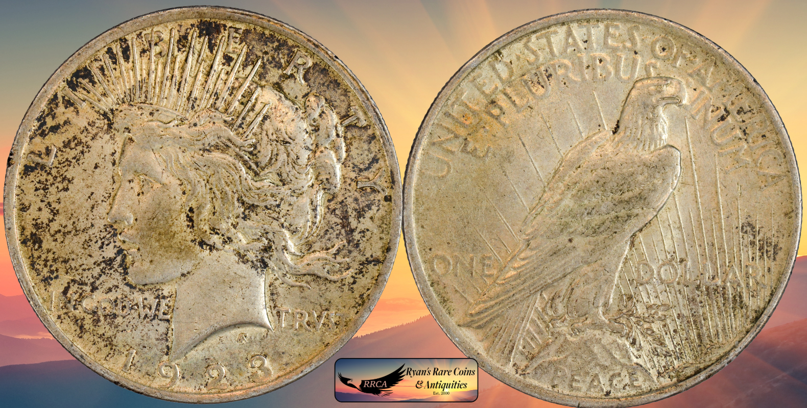 1923 Silver Peace Dollar, Almost Uncirculated Condition, Ryan's Rare Coin, C8630