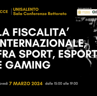 A Lecce parliamo di fiscalità, sport, esport e gaming