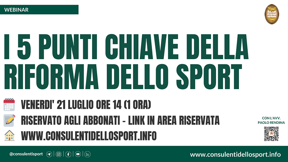 Webinar riforma dello sport