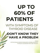 UP TO 60% OF PATIENTS WITH SYMPTOMS OF THYROID DISEASE DON'T KNOW THEY
HAVE A PROBLEM
-FROM
HTTPS://WWW.ENDOCRINEMDS.COM/BLOGS/WHY-
THYROID-DISORDER-MAY-BE-MISSED/