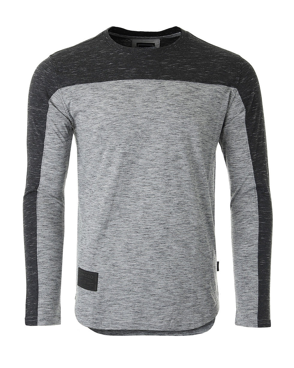 Thumbnail: Athletic Color Block Long Sleeve Curved Hemline Casual Shirt