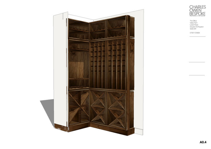 Wine storage and display unit in American Black Walnut. 