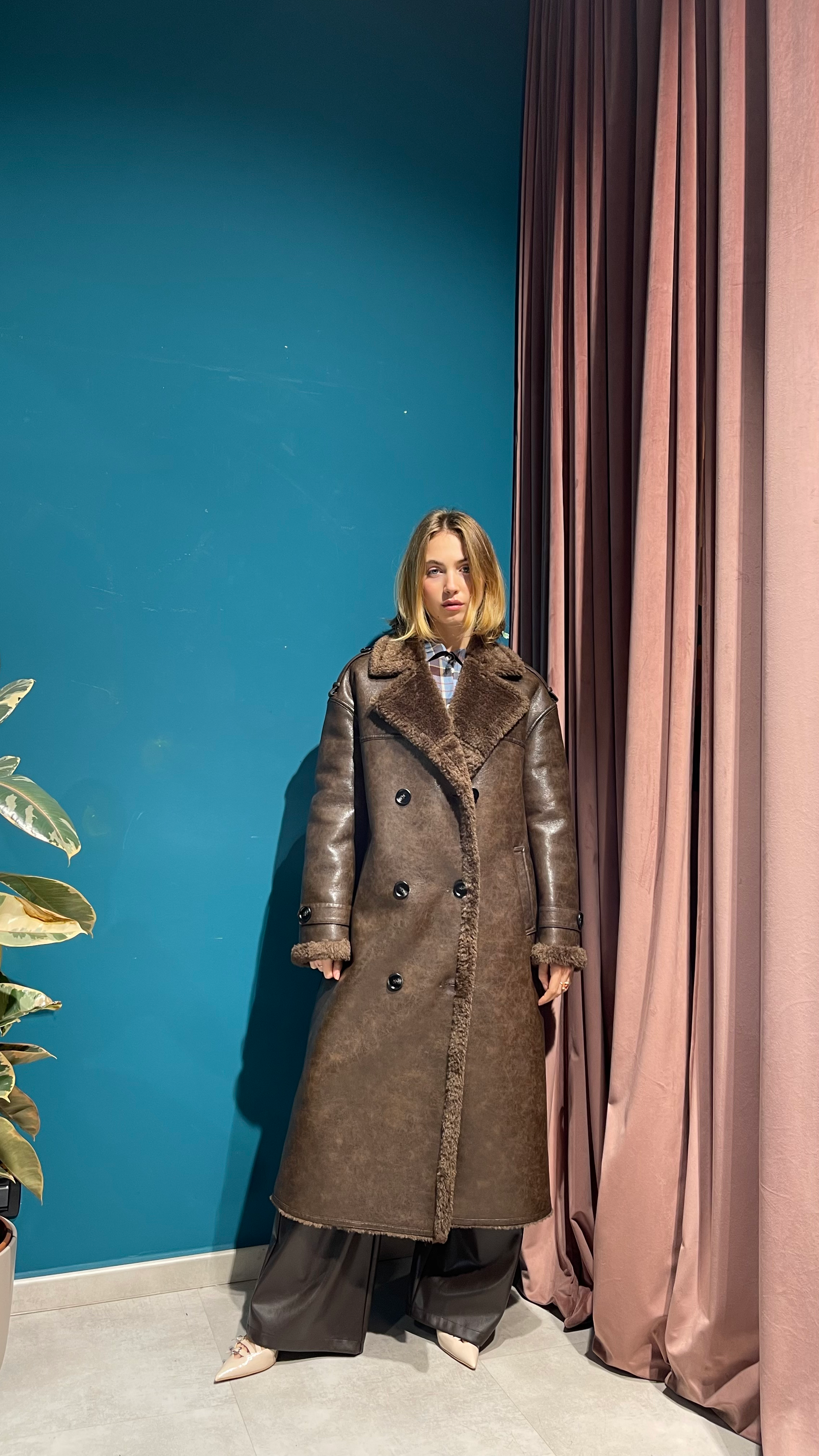 Ecomontone a capotto doppietto pelle used interno teddy 