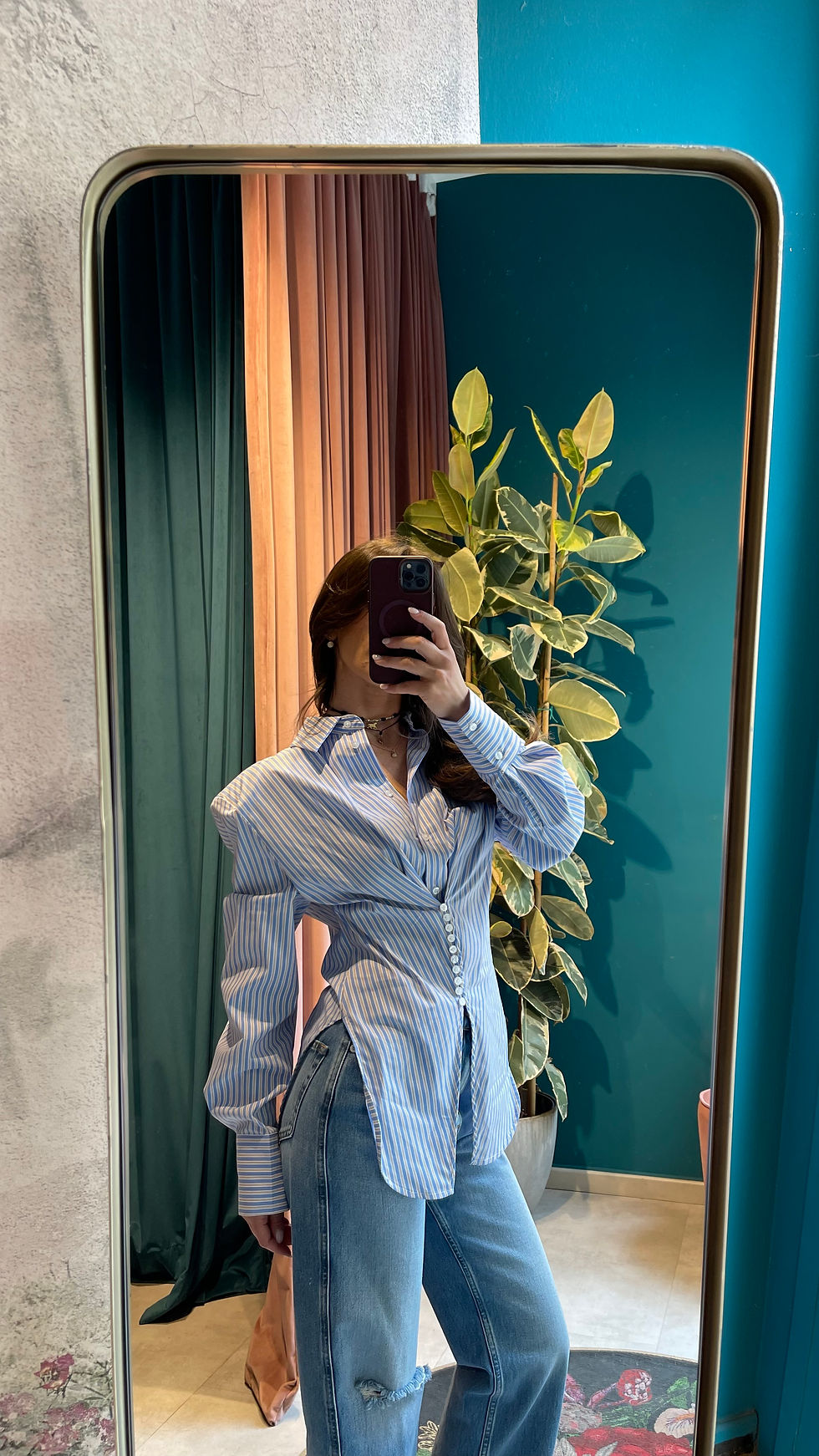Miniatura: Camicia a Righe con spallotte e sciancratura in vita 