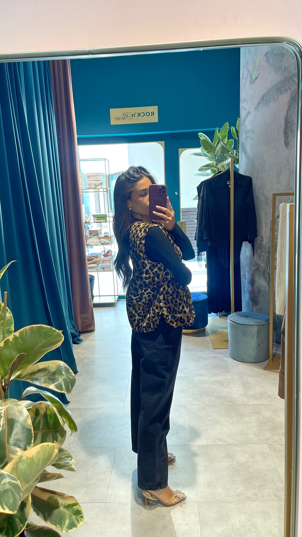 Miniatura: Gilet maculato con fiocchi in velluto rigato