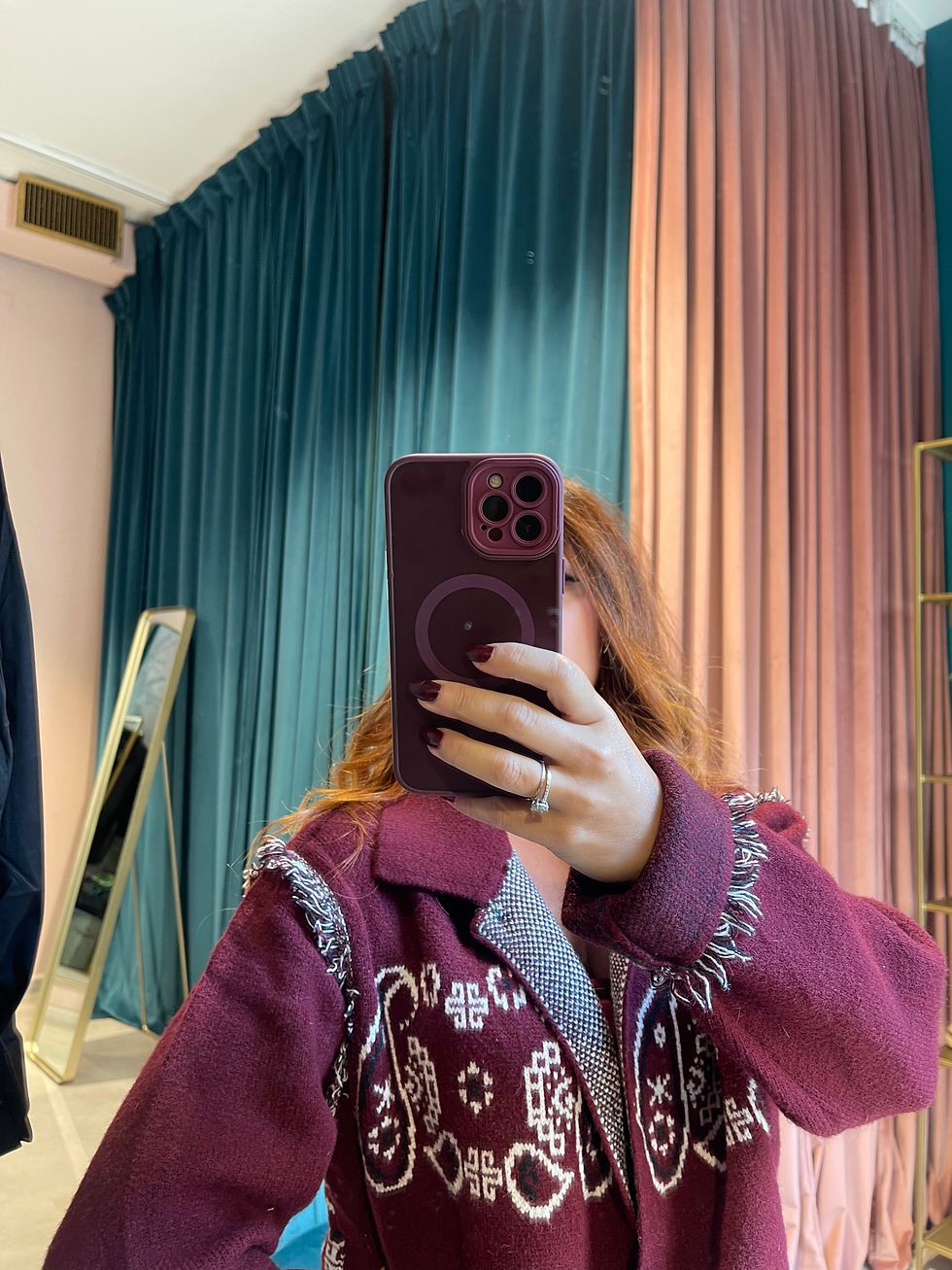 Miniatura: Cardigan a giacca stampa bandana con frangette 