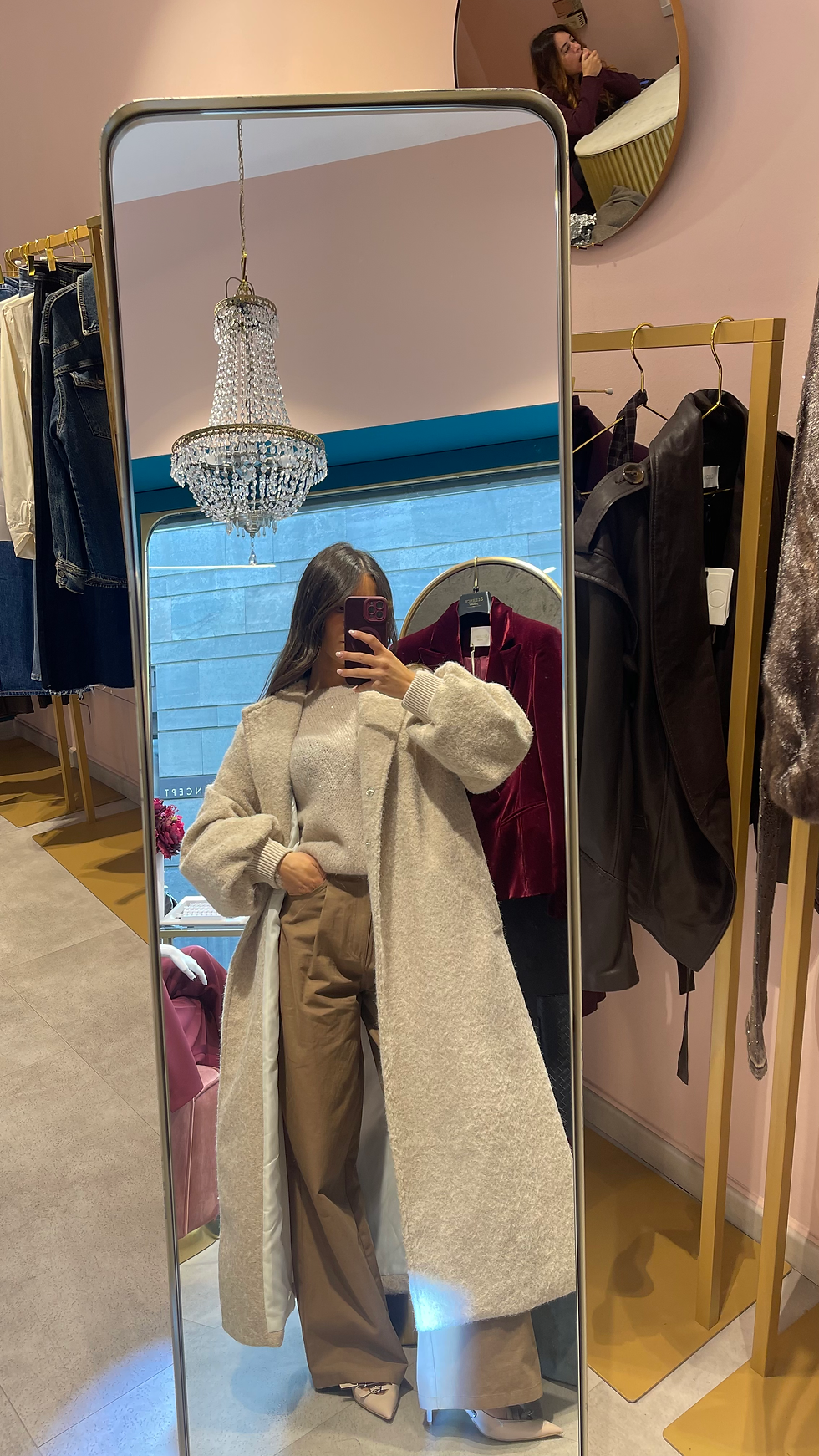 Thumbnail: Cappotto a vestaglia con manica a sbuffo effetto lana cotta
