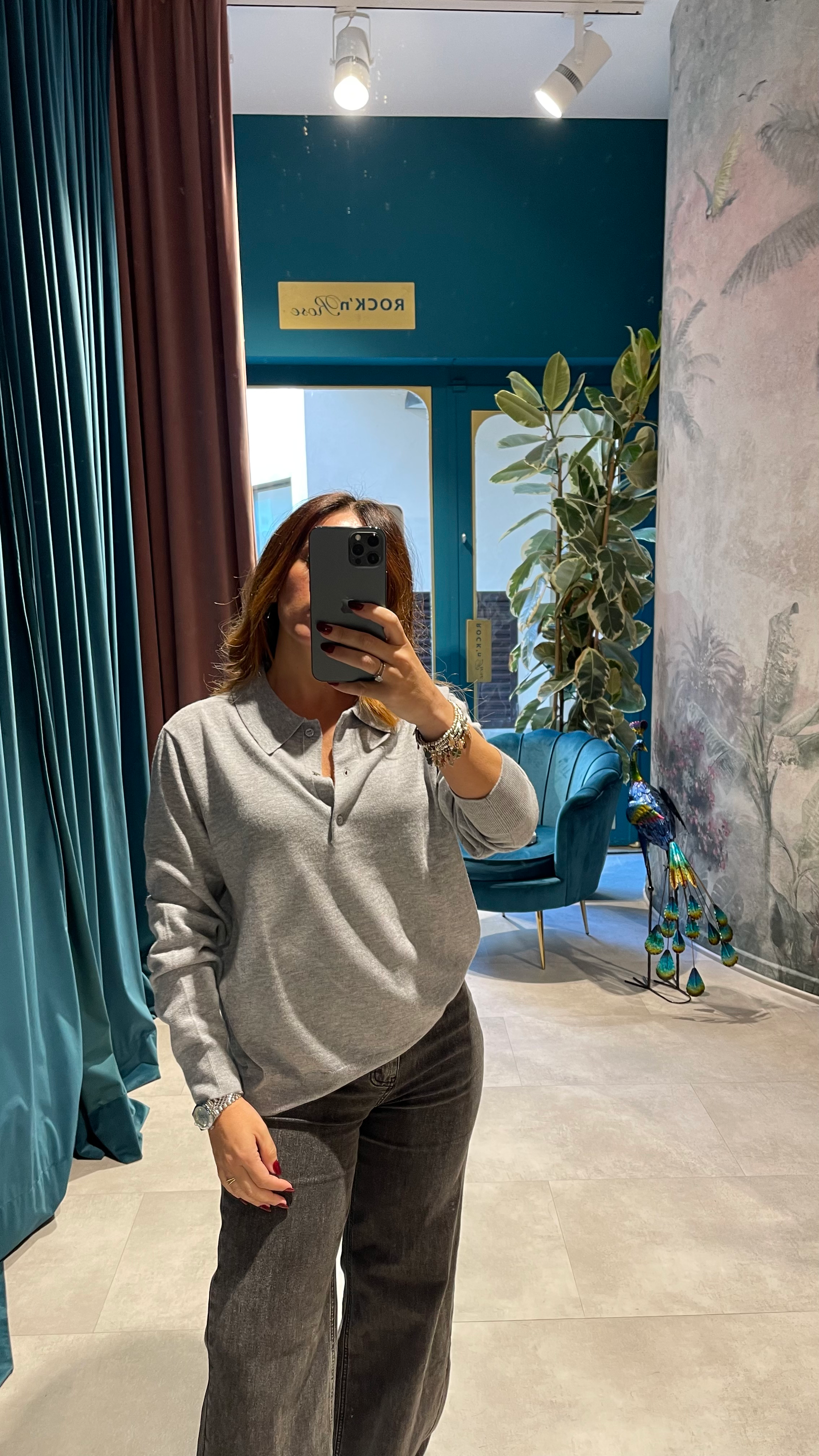 Maglione a polo 100% lana